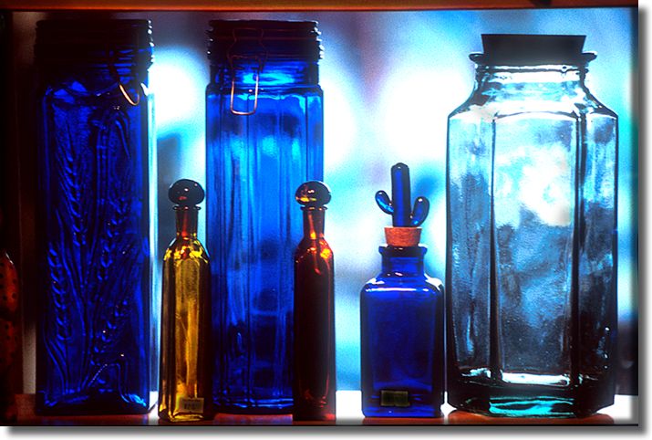Color picture of  bottles on a shelf