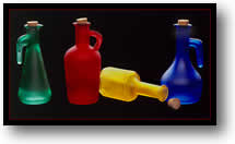 Picture of colored glass bottles