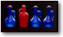 Picture of colored glass bottles